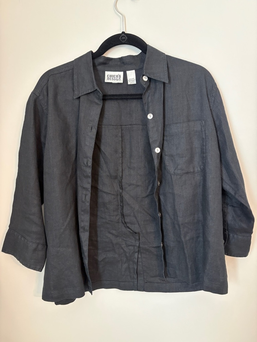 Chico’s Black Linen Button Up Top
